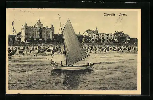 AK Zinnowitz, Segelboot auf dem Strand