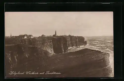 AK Helgoland, Westküste mit Leuchtturm