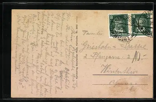 AK Karlsruhe, Totalansicht aus der Höhe