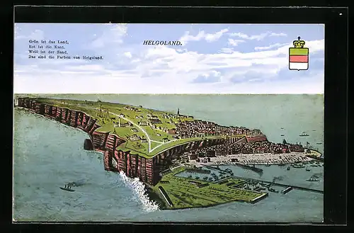 AK Helgoland, Stadt aus der Vogelschau