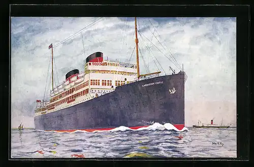 Künstler-AK Passagierschiff RMMV Carnarvon Castle in der Bugansicht