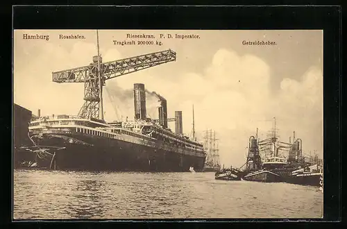 AK Hamburg, Riesendampfer Imperator während der Bauphase im Rosshafen