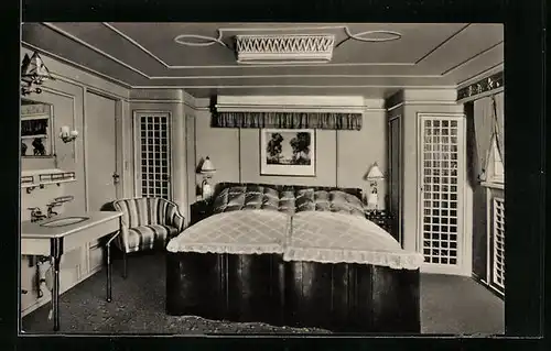 AK Passagierschiff Deutschland der H.-A.-Linie, Innenansicht einer Luxuskabine