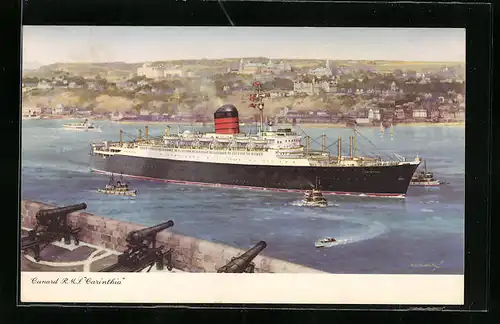 Künstler-AK Passagierschiff RMS Carinthia der Cunard Line aus der Ferne