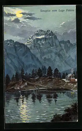 Künstler-AK Hans Treiber: Sorapiss vom Lago Federa