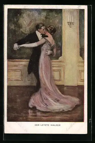 Künstler-AK Clarence F. Underwood: Der letzte Walzer, verliebtes Paar tanzt den Walzer