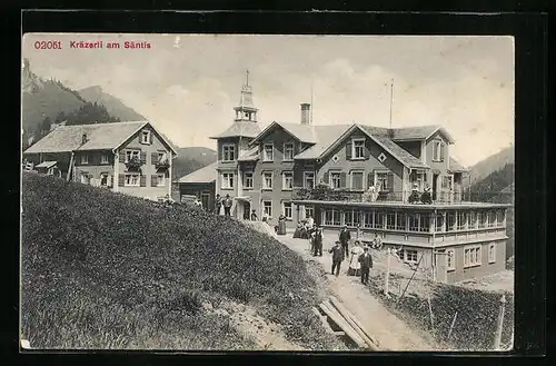 AK Urnäsch, Gasthaus Kräzerli am Säntis mit Terrasse