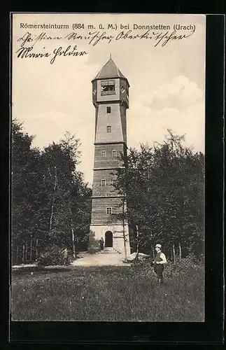 AK Donnstetten /Urach, Blick auf den Römersteinturm