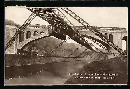 AK Barmen, Schwebebahn an der Sonnborner Brücke