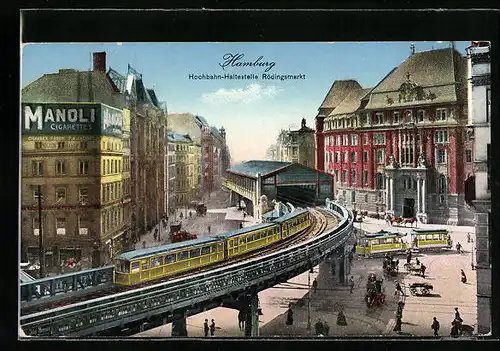 AK Hamburg, Hochbahn-Haltestelle am Rödingsmarkt