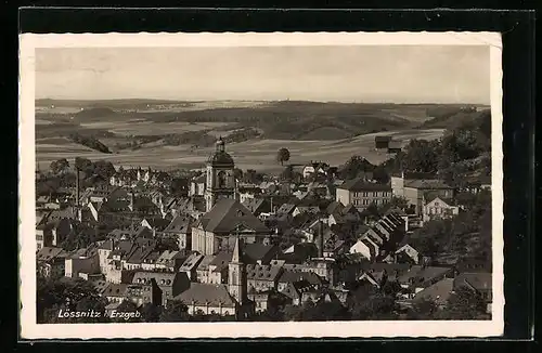 AK Lössnitz i. Erzgeb., Teilansicht mit Kirche