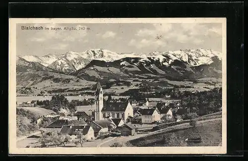 AK Blaichach im bayer. Allgäu, Teilansicht mit Kirche