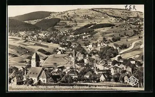 AK Brunndöbra /Vogtl., Blick nach Sachsenberg-Georgenthal mit Aschberg