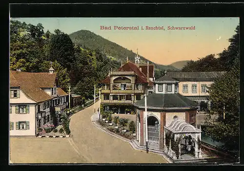 AK Bad Peterstal i. Renchtal /Schwarzwald, Strassenpartie mit Gebäudeansicht