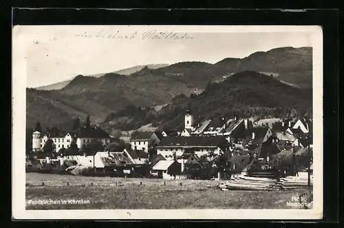 AK Feldkirchen, Blick auf Siedlung und Berglandschaft