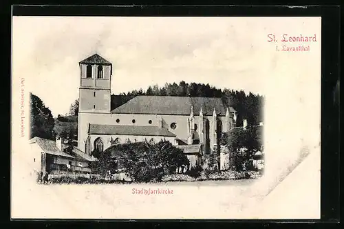 AK St. Leonhard i. Lavantthal, Blick auf die Stadtpfarrkirche