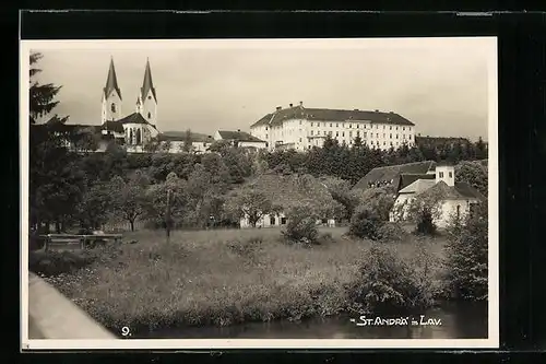 AK St. Andrä in Lav., Teilansicht mit Kirche