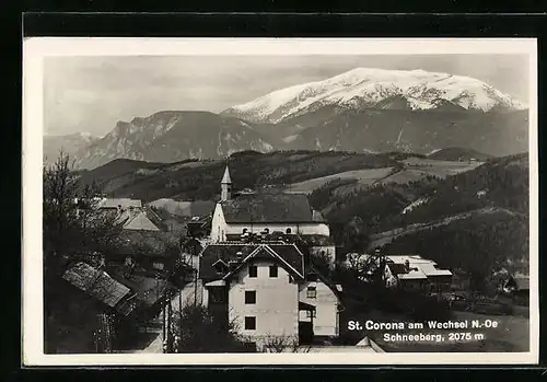 AK St. Corona am Wechsel, Ortsansicht mit Schneeberg