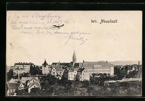 AK Wr. Neustadt, Ortsansicht mit Kirche