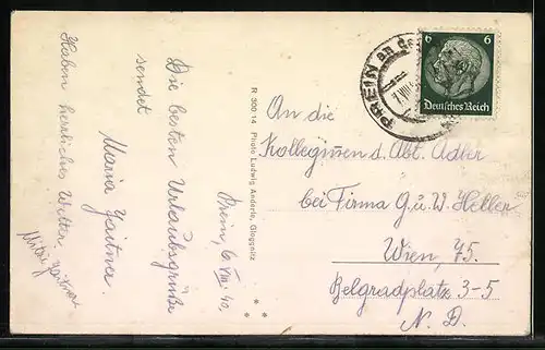 AK Prein, Ortsansicht mit Kirche und Raxalpe