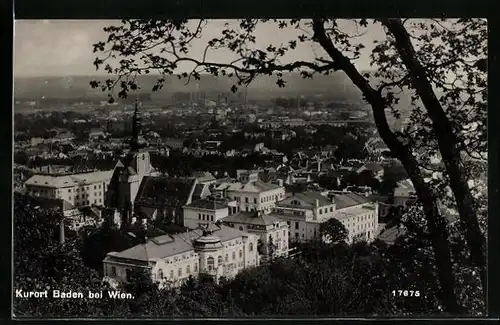 AK Baden, Ortsansicht aus der Vogelschau