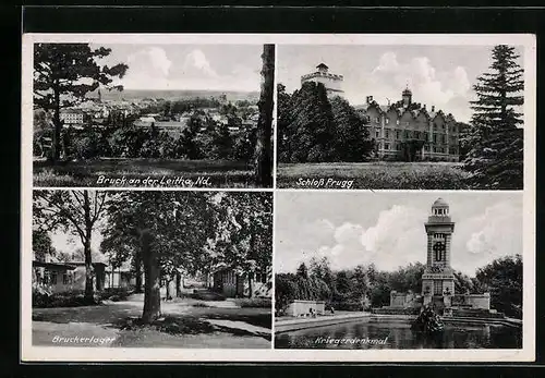 AK Bruck an der Leitha, Ortsansicht, Schloss Prugg, Bruckerlager