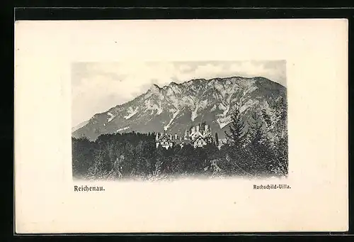 AK Reichenau, Rothschild-Villa vor Bergmassiv