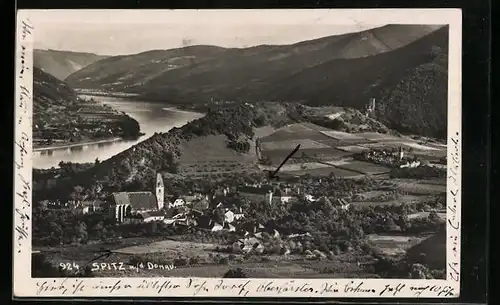 AK Spitz a. d. Donau, Gesamtansicht mit Donau und Umgebung