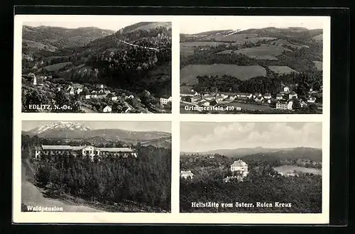 AK Edlitz, Ortsansicht, Grimmenstein, Waldpension, Heilstätte vom Roten Kreuz