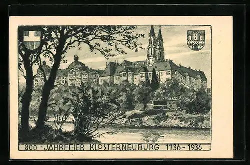 Künstler-AK Klosterneuburg, Kloster, Karte zur 800-Jahrfeier 1936