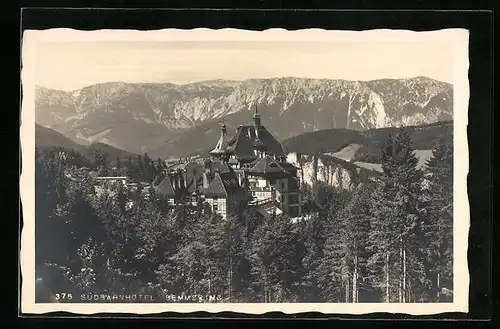 AK Semmering, Südbahnhotel aus der Vogelschau