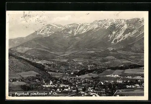AK Payerbach, Ortsansicht mit Raxalpe