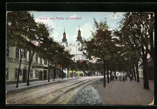 AK Maria Lanzendorf, Blick auf die Kirche