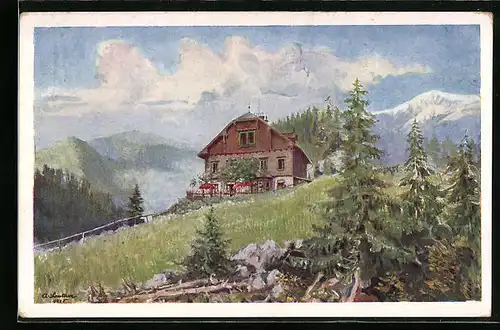 Künstler-AK Semmering, Friedr. Schüler-Alpenhaus