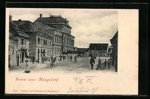 AK Hangsdorf, Marktplatz mit Passanten