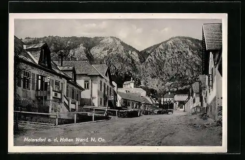 AK Maiersdorf a. d. Hohen Wand, Strassenpartie mit der Hohen Wand