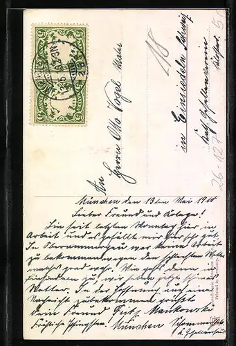 Künstler-AK Richard Wagner: München, Karlstor mit Strassenbahn