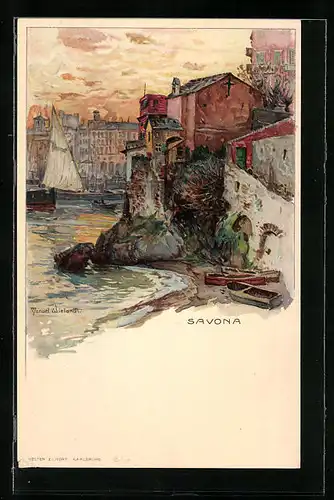 Künstler-AK Manuel Wielandt: Savona, Ortspartie
