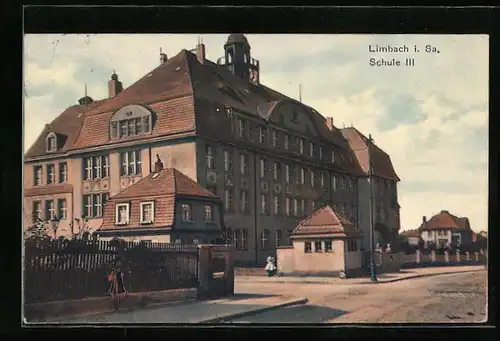 AK Limbach i. Sa., Strassenpartie mit Schule III