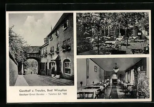 AK Bad Wimpfen, Gasthof zur Traube mit Terrasse
