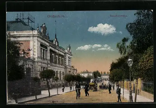 AK Grossenhain, Belebte Bahnhofstrasse