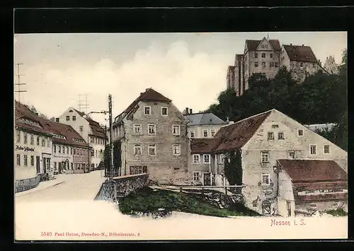 AK Nossen i. S., Strassenpartie mit Bäckerei