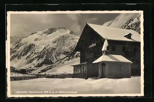 AK Krimml, Krimmler Tauernhaus gegen dem Glockenkarkopf