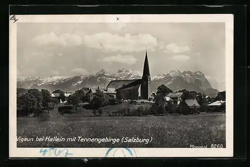 AK Vigaun bei Hallein, Kirche mit Tennengebirge