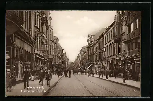 AK Harburg a. d. E., Lüneburger Strasse mit Geschäften