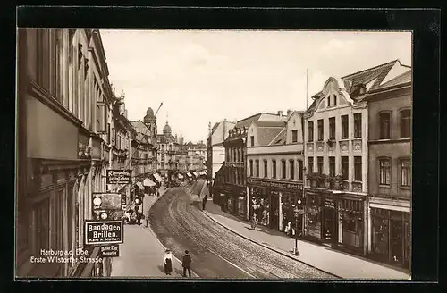 AK Harburg a. d. Elbe, Erste Wilstorfer Strasse mit Geschäften