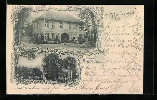 AK Rellingen, Gasthaus J. E. Timm, Garten-Eingang