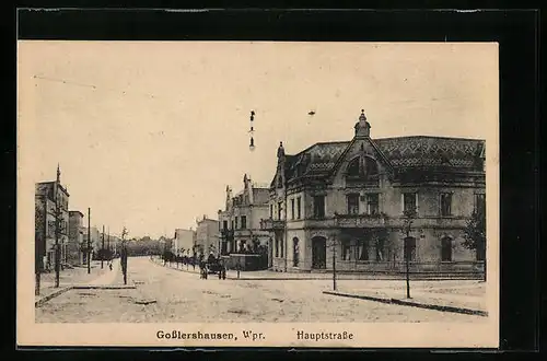 AK Gosslershausen, Hauptstrasse mit Kutsche