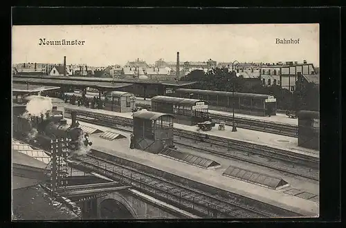 AK Neumünster, Bahnhofsgleise aus der Vogelschau