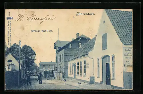 AK Albersdorf, Strasse mit Postamt